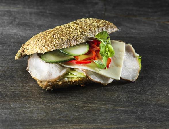 Sandwich med skinke og ost